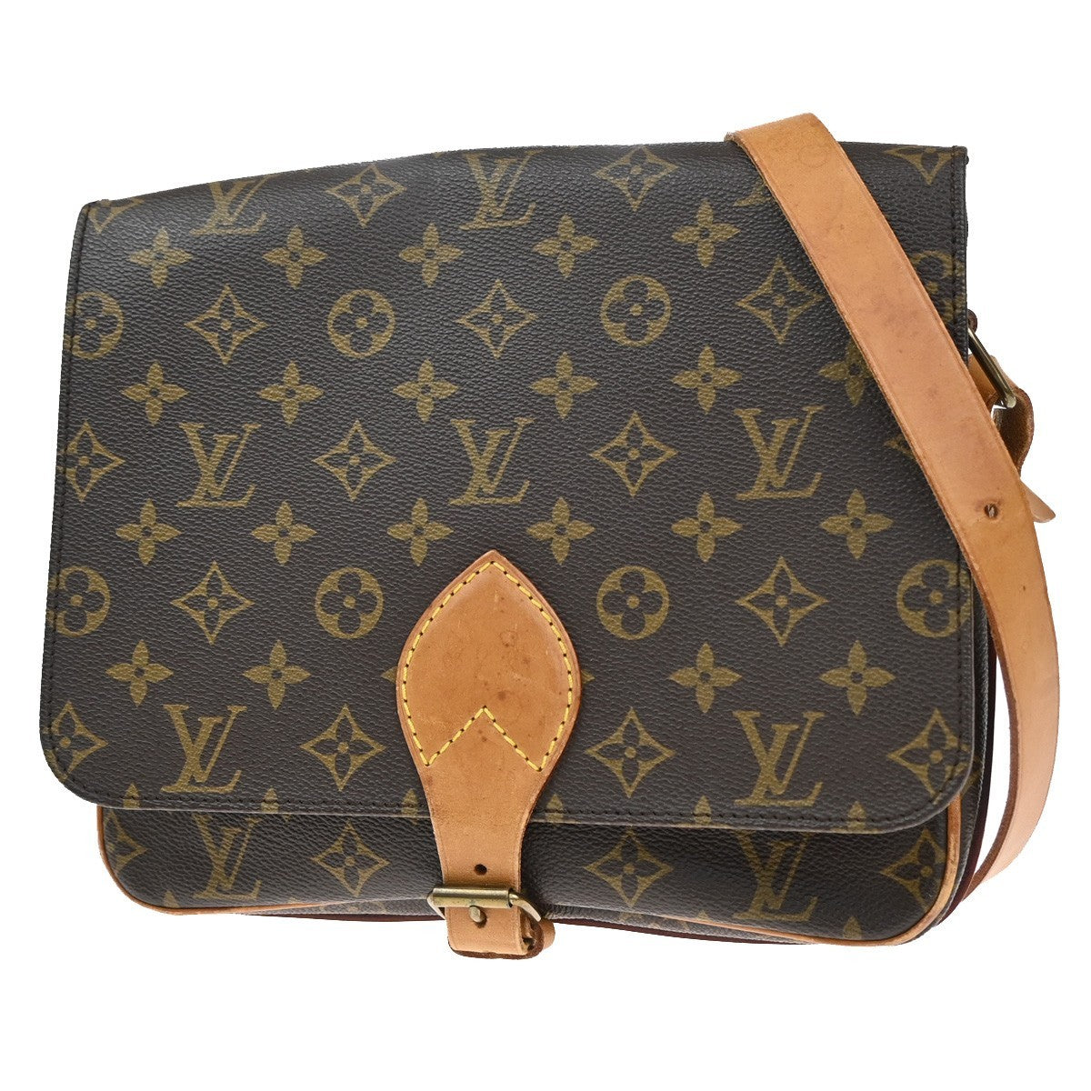 Louis Vuitton Cartouchiere Handbag Monogram Canvas, BROWN, LEATHER, Shoulder bag