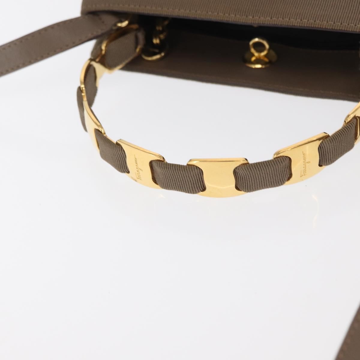 Salvatore Ferragamo Vala Handbag Canvas, BEIGE, CANVAS, Handbag