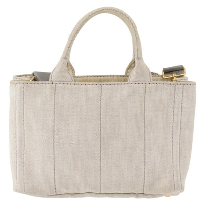 Prada Canapa Convertible Tote Canvas, GRAY, CANVAS, Tote bag