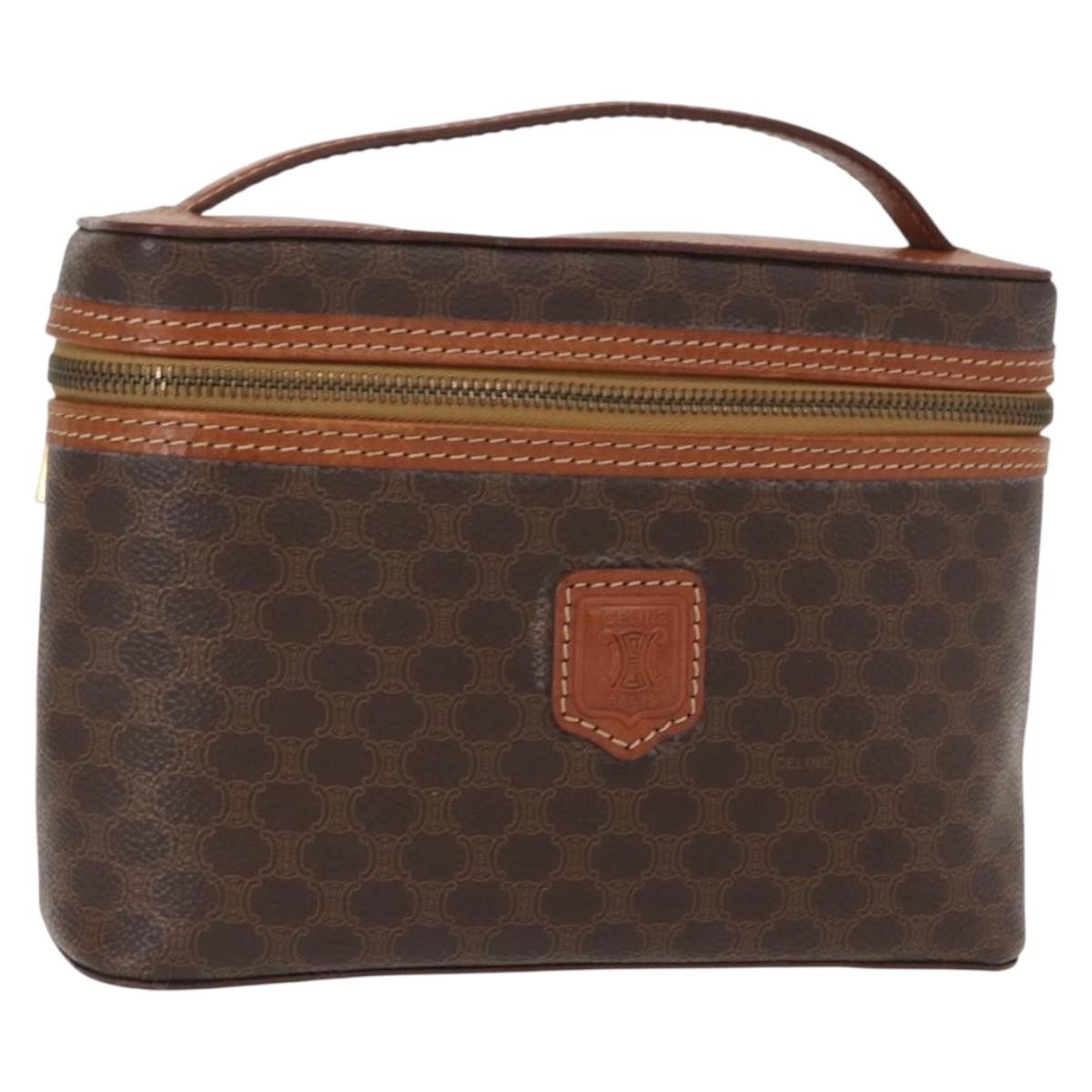Celine Macadam Vanity Bag Canvas, BROWN, CANVAS, Handbag
