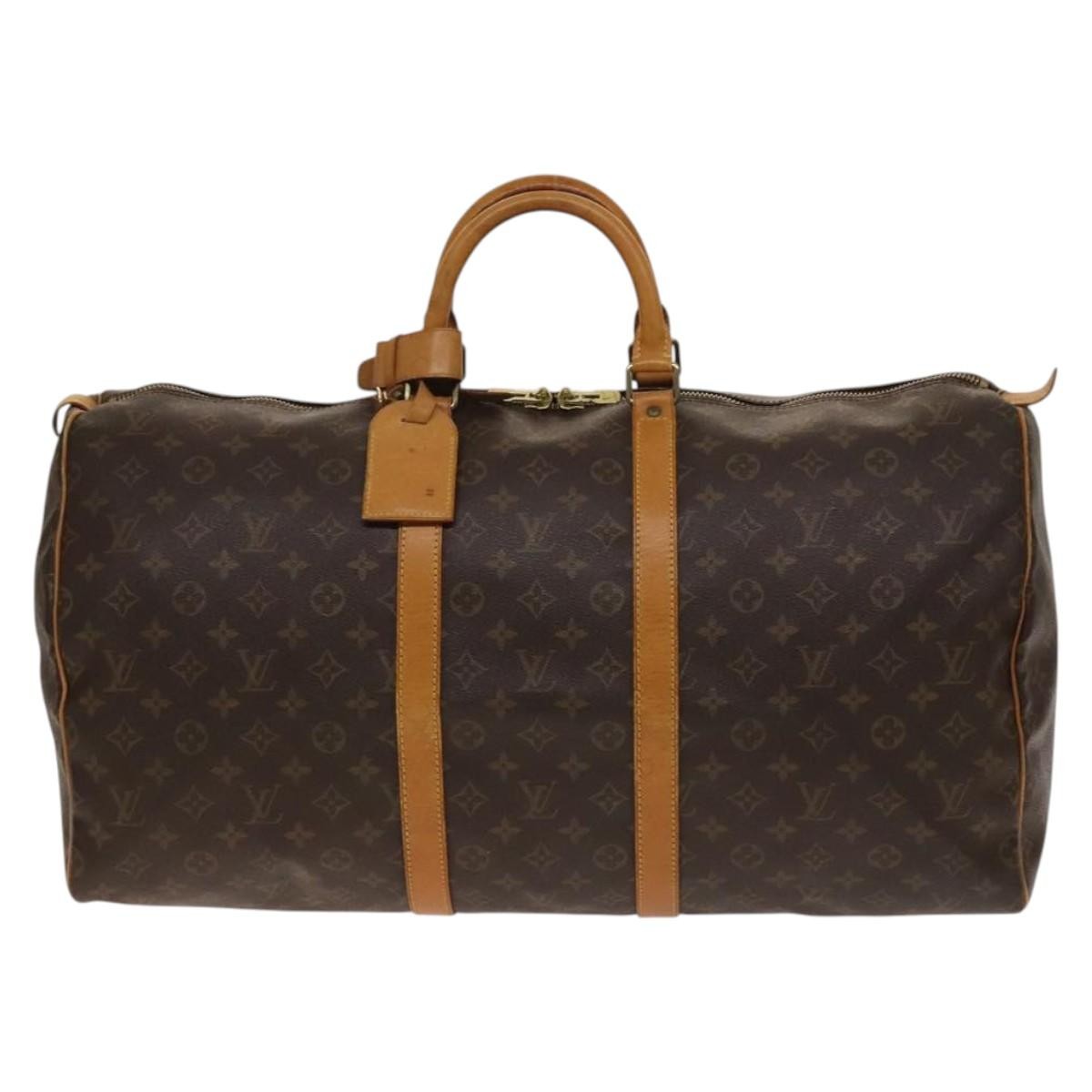 Louis Vuitton Keepall Bag Monogram Canvas, BROWN, CANVAS, Travel bag