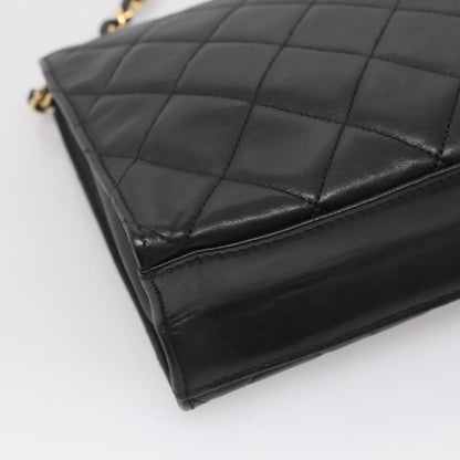 Chanel Vintage Full Flap Bag Quilted Lambskin, BLACK, LEATHER, Handbag