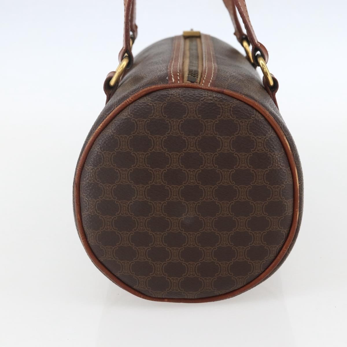 Celine Vintage Macadam Handbag Canvas and Leather, BROWN, CANVAS, Handbag