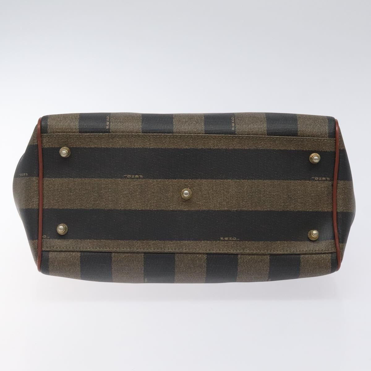 Fendi Vintage Pequin Boston Bag Coated Canvas, BROWN, CANVAS, Handbag