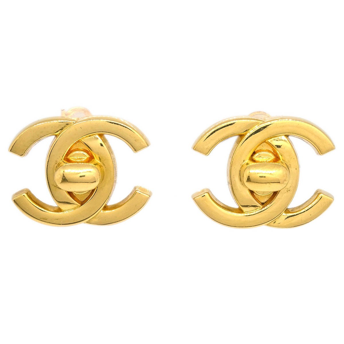 Chanel CC Turnlock Clip-On Earrings Metal, GOLD, GOLD_PLATED, Earrings