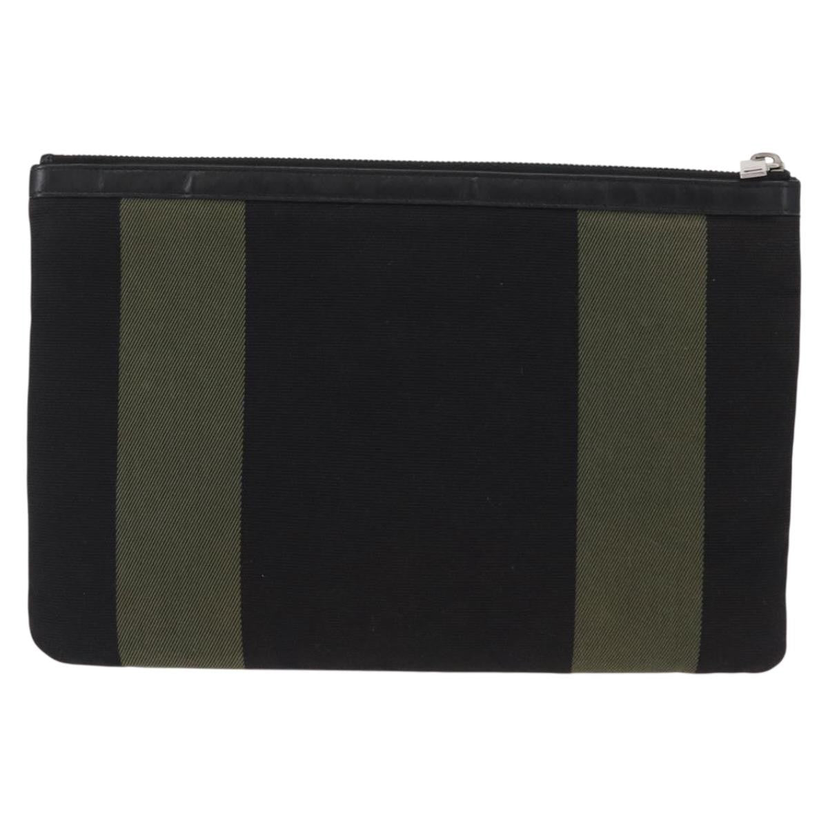 Saint Laurent Beach Zip Pouch Canvas, KHAKI, CANVAS, Clutche & pouche