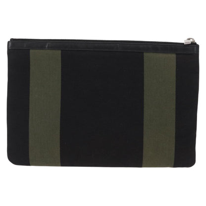 Saint Laurent Beach Zip Pouch Canvas, KHAKI, CANVAS, Clutche & pouche