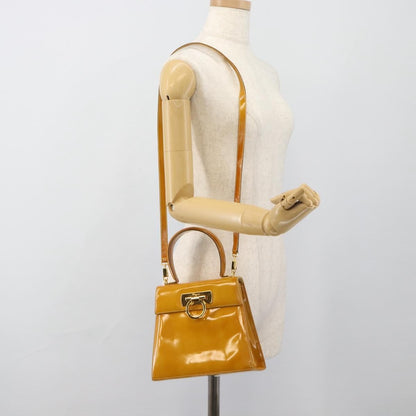 Salvatore Ferragamo Gancini handbag Patent leather, Yellow, Patent Leather, Handbag