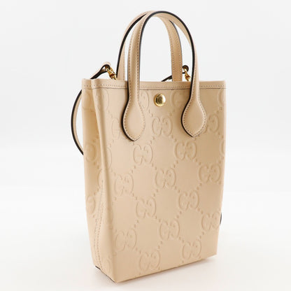 Gucci GG super mini handbag Leather, BEIGE, LEATHER, Handbag