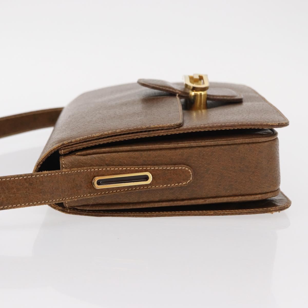 Gucci Vintage Flap Shoulder Bag Leather, BROWN, LEATHER, Shoulder bag