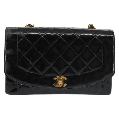 Chanel Vintage Diana Flap Bag Quilted Patent, BLACK, PATENT_LEATHER, Shoulder bag