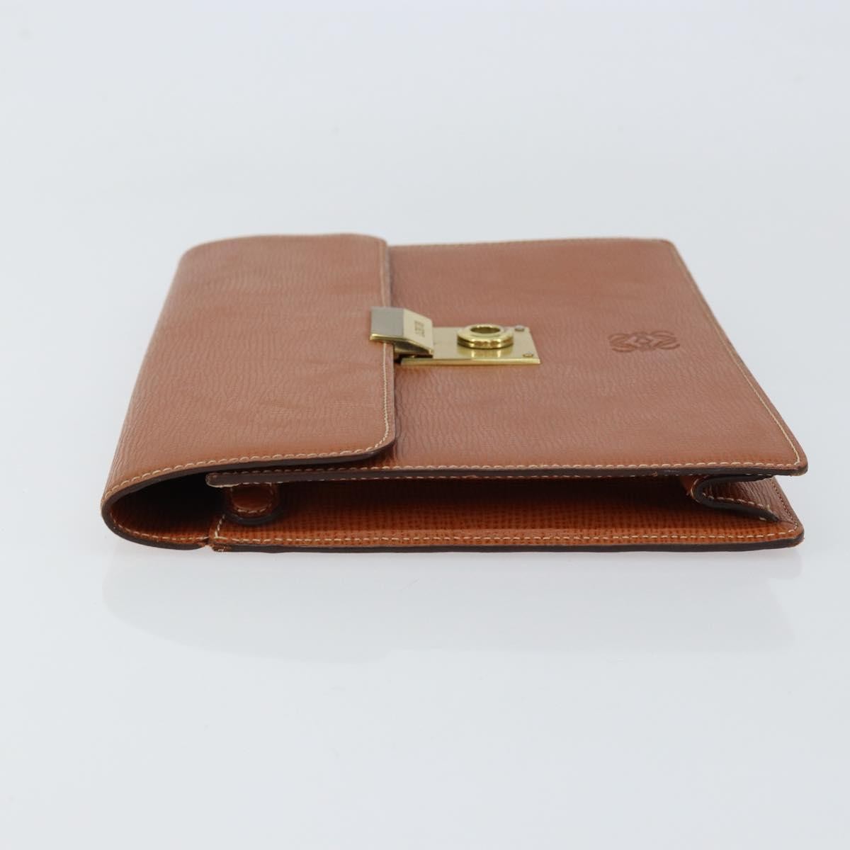 Loewe Anagram Clutch Bag Leather, BROWN, LEATHER, Clutche & pouche