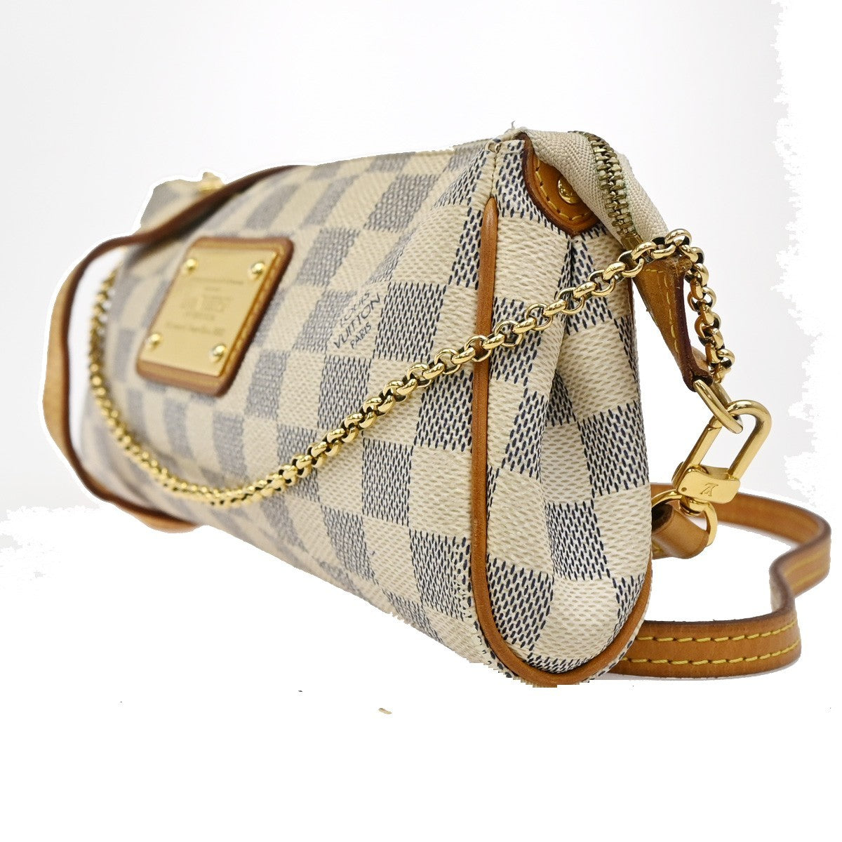 Louis Vuitton Eva Handbag Damier, WHITE, CANVAS, Shoulder bag