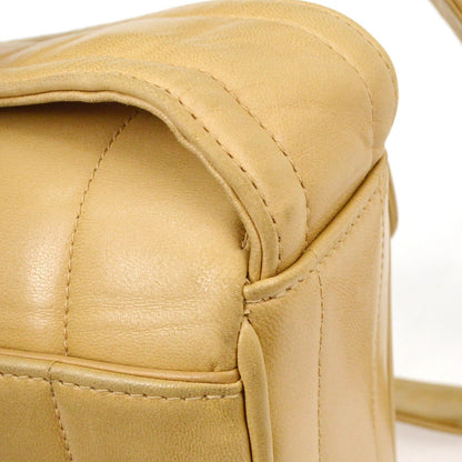 Chanel Vintage CC Flap Shoulder Bag Quilted Lambskin, BEIGE, LEATHER, Shoulder bag