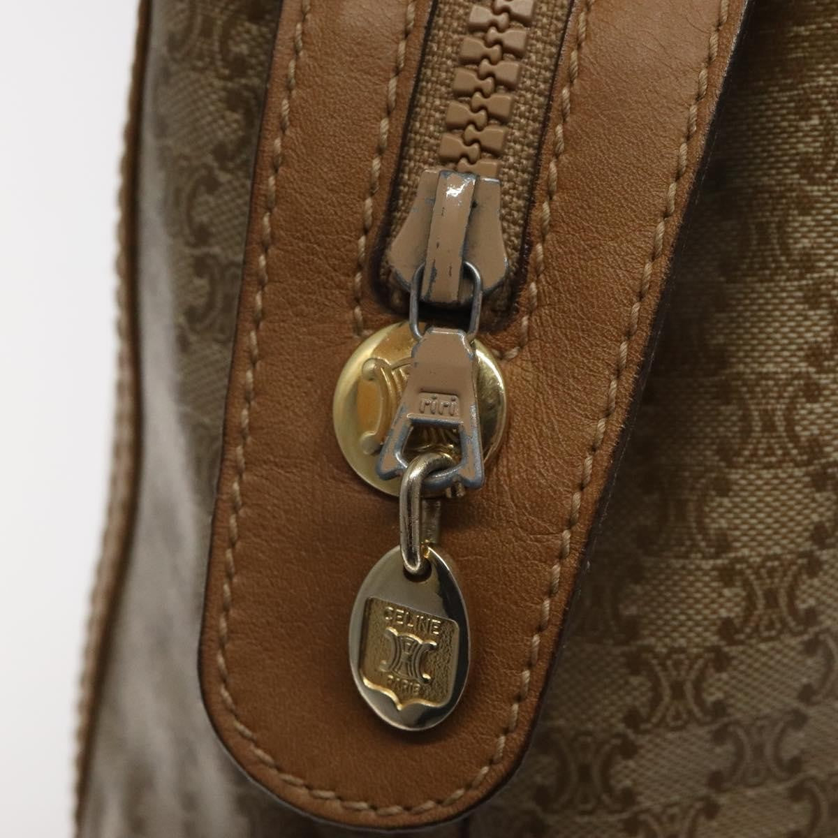 Celine Macadam Handbag Macadam with leather, BEIGE, CANVAS, Handbag