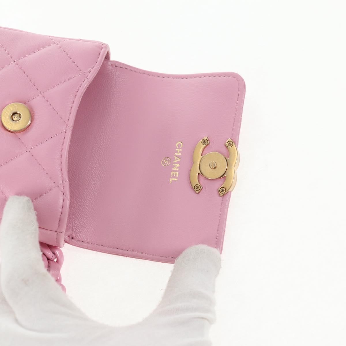 Chanel Flat CC Crossbody Bag Leather, PINK, LEATHER, Crossbody bag