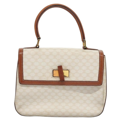 Celine Vintage Convertible Top Handle Bag Macadam Coated Canvas, WHITE, CANVAS, Handbag