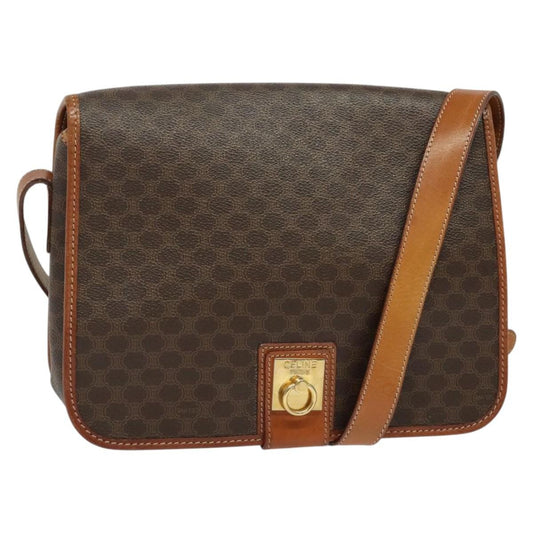 Celine Macadam Shoulder Bag PVC Leather, BROWN, CANVAS, Shoulder bag