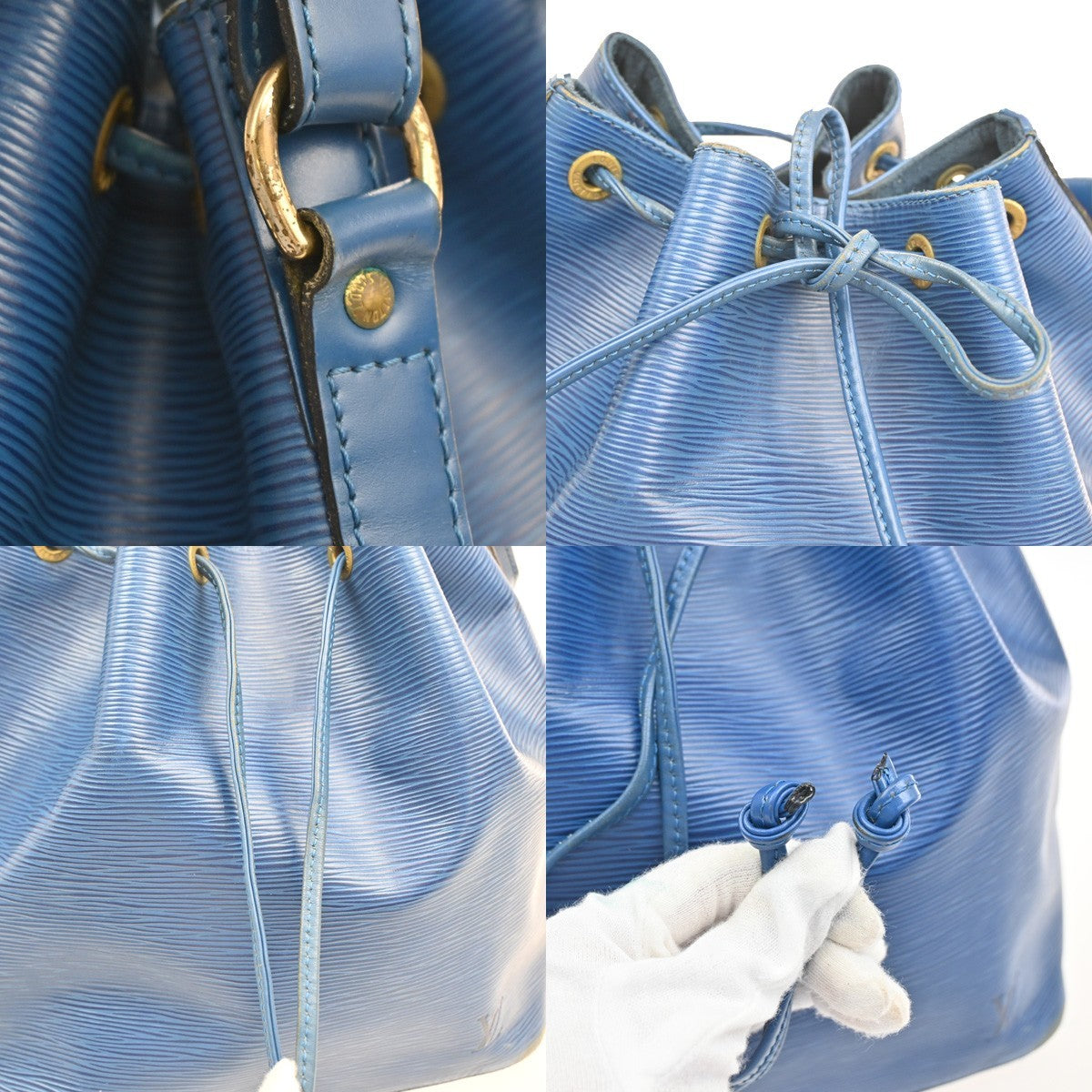 Louis Vuitton Petit Noe Handbag Epi Leather, BLUE, LEATHER, Handbag