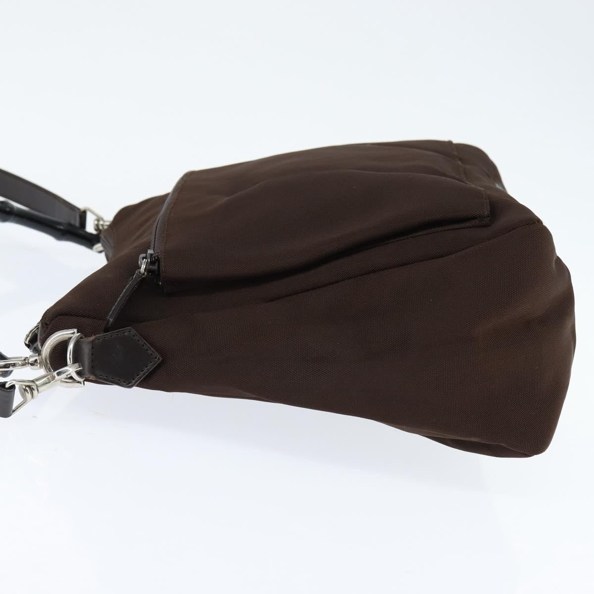 Gucci Vintage Bamboo Handle Bag Nylon, BROWN, NYLON, Handbag