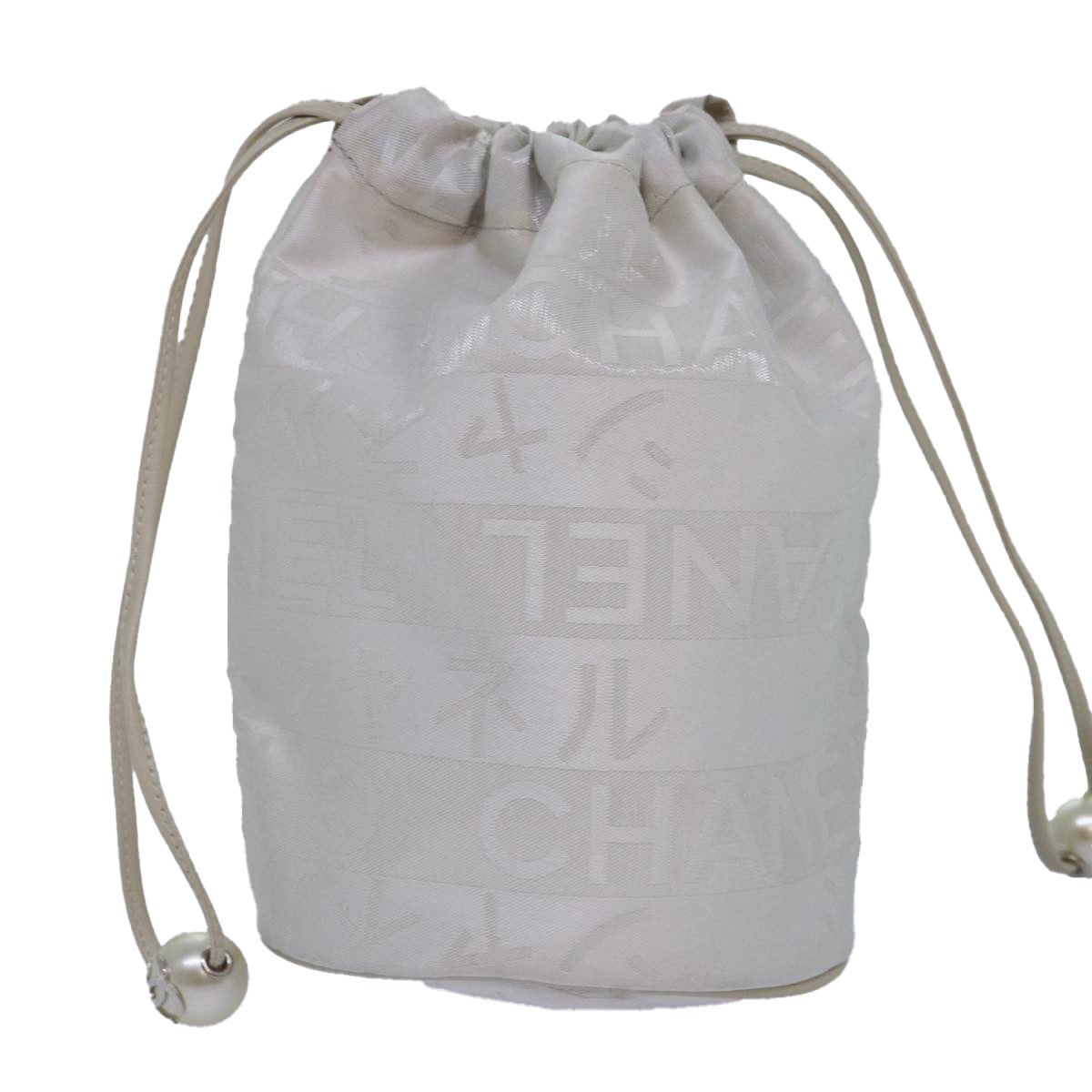 Chanel Vintage 2-Pouch Camera Bag Quilted Lambskin, WHITE, CANVAS, Crossbody bag