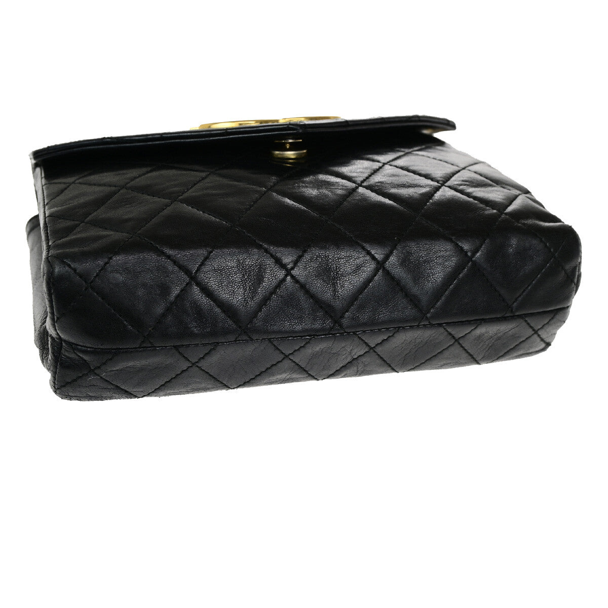 Chanel Vintage Envelope Flap Bag Quilted Lambskin, BLACK, LEATHER, Shoulder bag