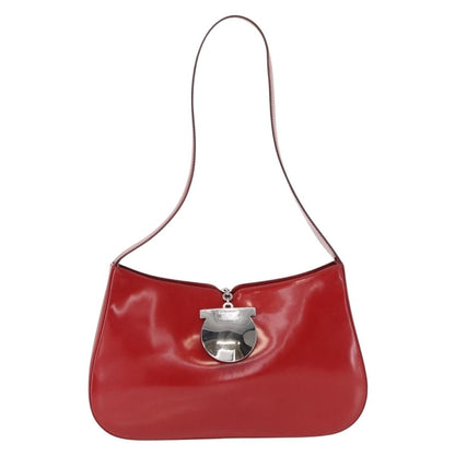 Salvatore Ferragamo Gancini Shoulder Bag Leather, RED, PATENT_LEATHER, Shoulder bag