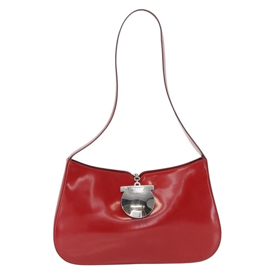 Salvatore Ferragamo Gancini Shoulder Bag Leather, RED, PATENT_LEATHER, Shoulder bag
