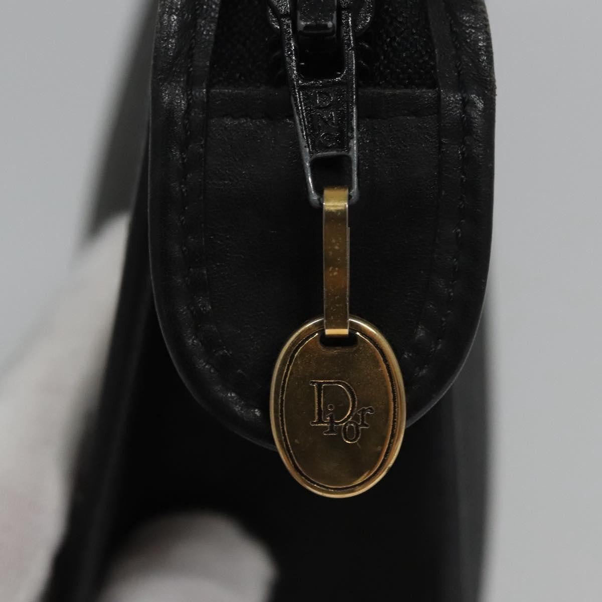 Christian Dior Vintage Honeycomb Zip Pouch Coated Canvas, BLACK, CANVAS, Clutche & pouche