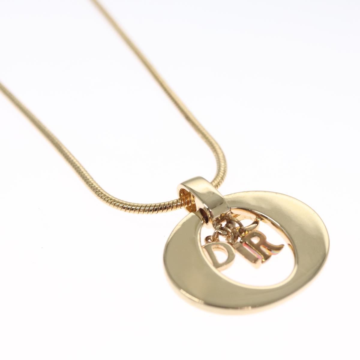 Christian Dior Logo Pendant Necklace Metal, GOLD, METAL, Necklace