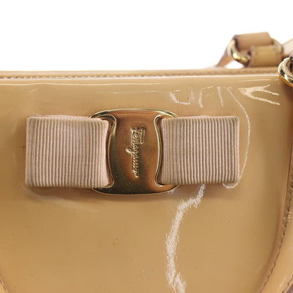 Salvatore Ferragamo Convertible Vara Bow Tote Patent Leather, BEIGE, PATENT_LEATHER, Tote bag