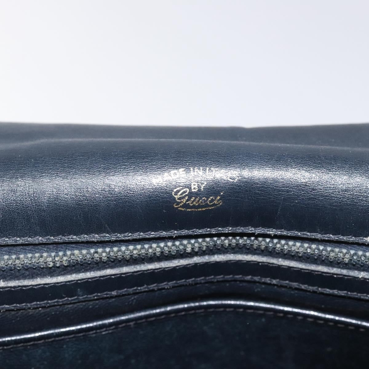 Gucci Vintage Shoulder Bag Leather, NAVY, LEATHER, Shoulder bag