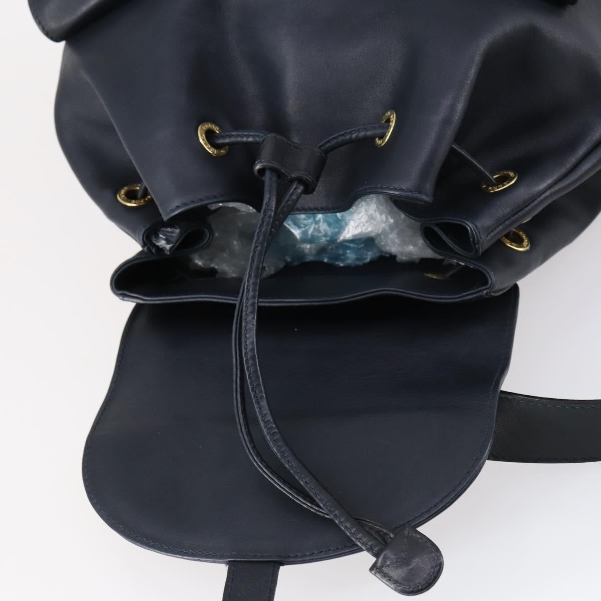 Gucci Vintage Bamboo Backpack Leather, NAVY, LEATHER, Backpack