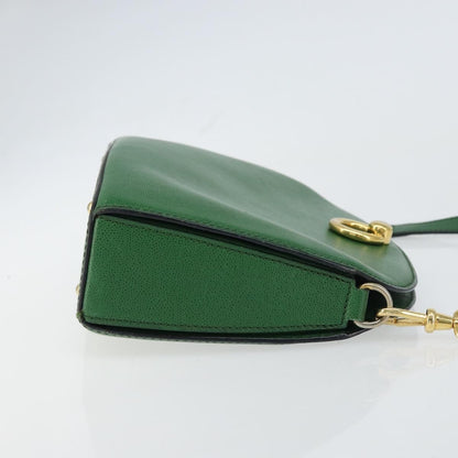 Celine Vintage Shoulder Bag Leather, GREEN, LEATHER, Shoulder bag