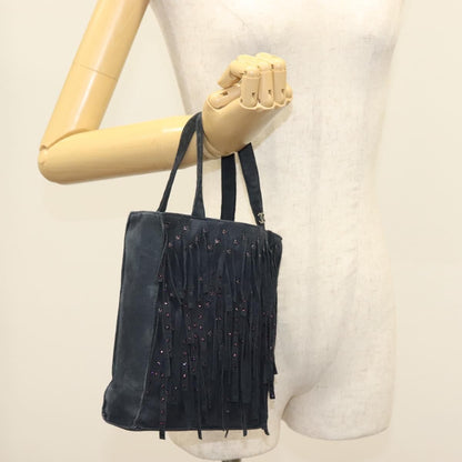 Chanel Vintage Fringe Tote Suede, NAVY, SUEDE, Tote bag
