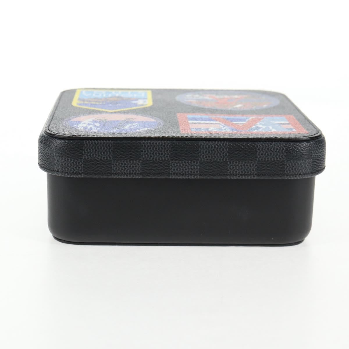 Louis Vuitton Box Camille Case Alps Patches Damier Graphite and Leather, GRAY, CANVAS, Tech accessory