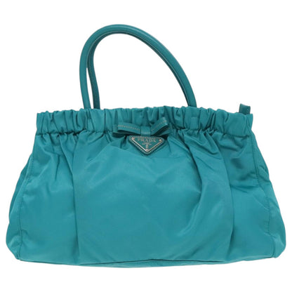 Prada Bow Convertible Tote Tessuto, TURQUOISE, NYLON, Tote bag