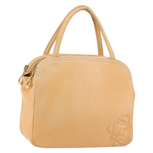 Loewe Anagram handbag Leather, BEIGE, LEATHER, Handbag