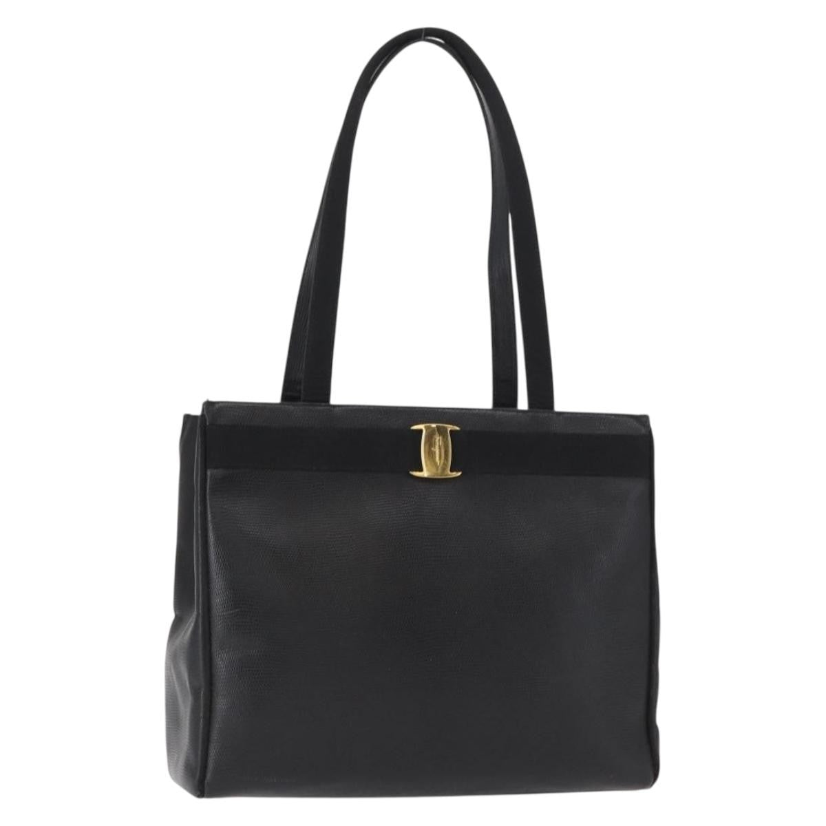 Salvatore Ferragamo Vala tote Leather, BLACK, LEATHER, Tote bag