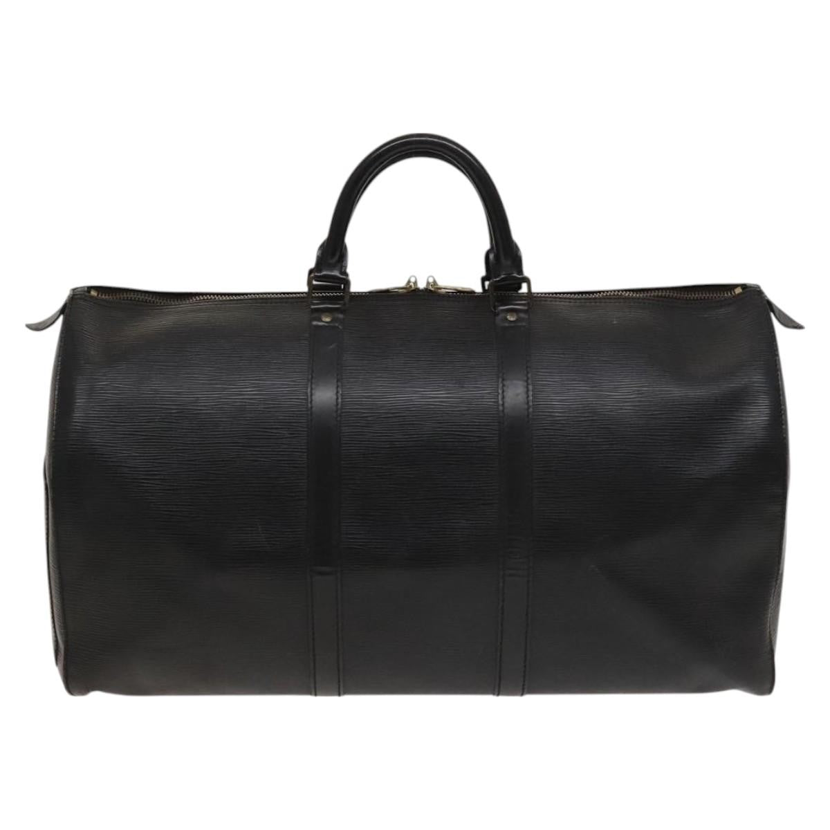 Louis Vuitton Keepall Bag Epi Leather, BLACK, LEATHER, Travel bag