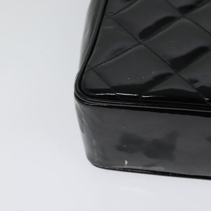 Chanel Vintage Chain Tote Quilted Patent, BLACK, LEATHER, Shoulder bag