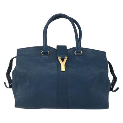 Saint Laurent Chyc Cabas Tote Leather, BLUE, LEATHER, Tote bag