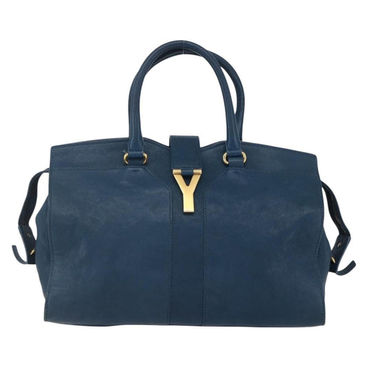 Saint Laurent Chyc Cabas Tote Leather, BLUE, LEATHER, Tote bag