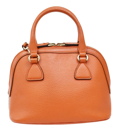 Gucci GG Charm Convertible Dome Satchel Leather, ORANGE, LEATHER, Handbag