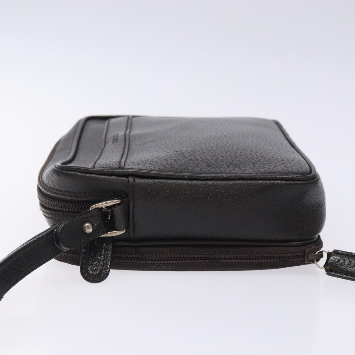 Gucci Zipped Pouch Leather, BROWN, LEATHER, Clutche & pouche
