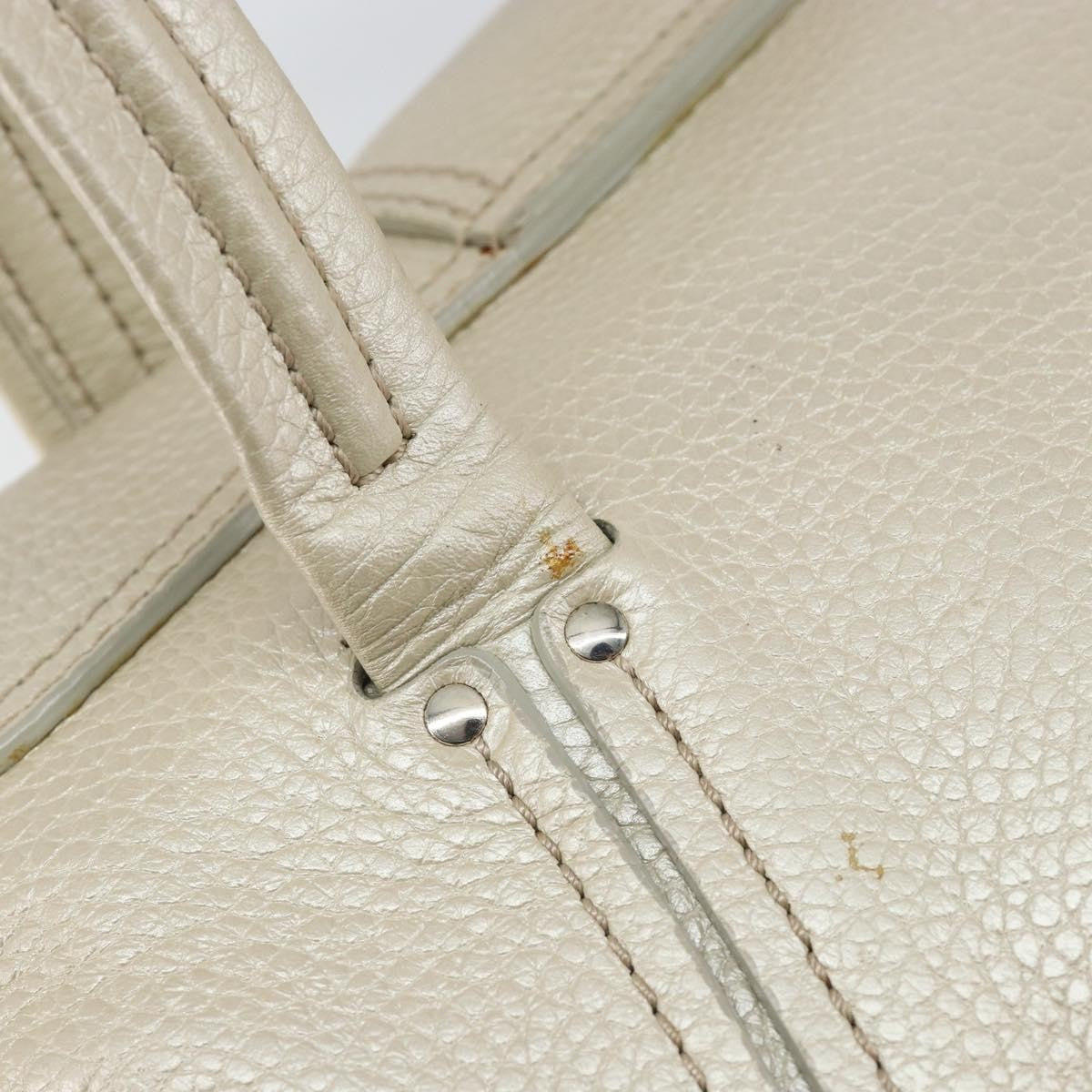 Celine Vintage Buckle Shoulder Bag Leather, WHITE, LEATHER, Shoulder bag
