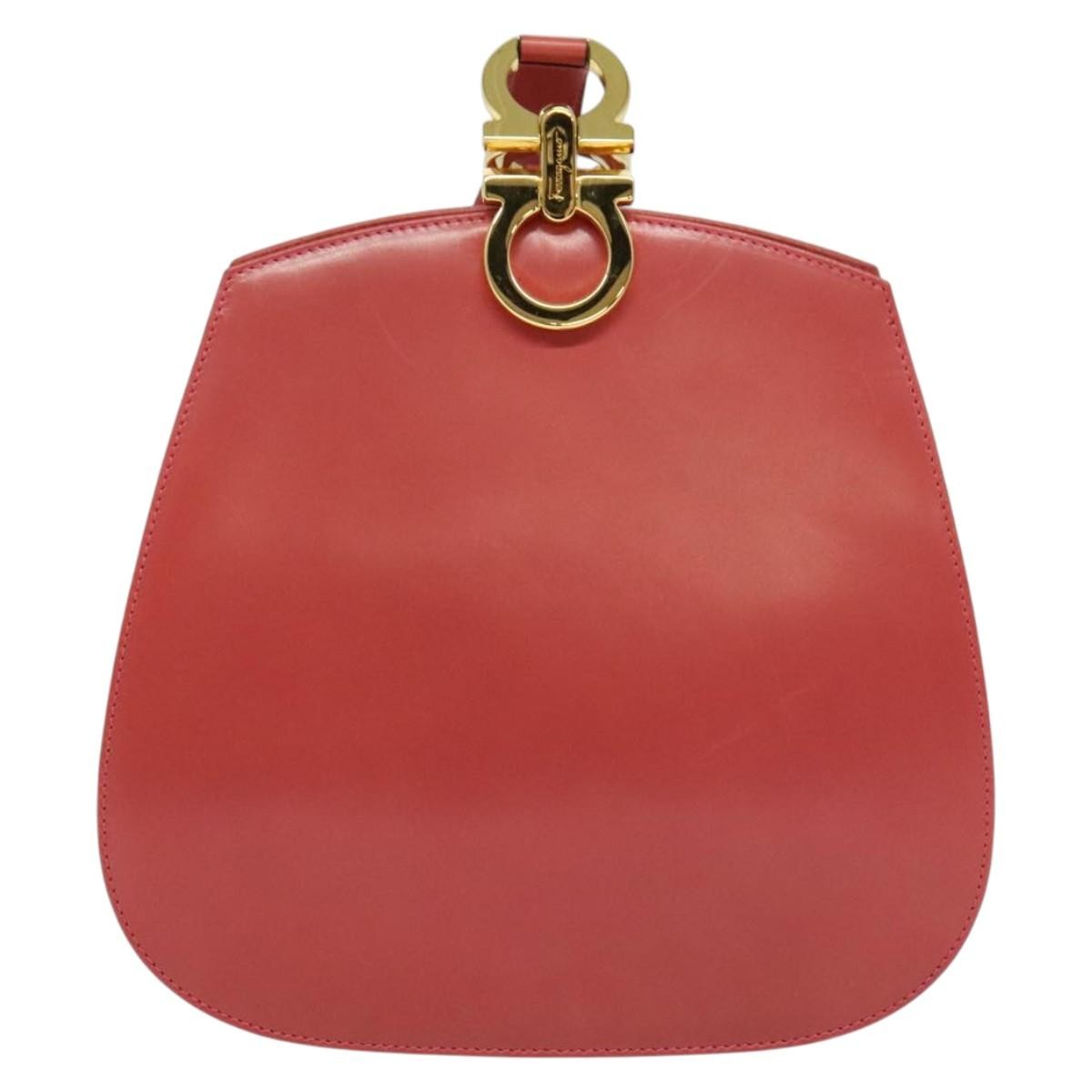 Salvatore Ferragamo Gancini Shoulder Bag Leather, PINK, LEATHER, Shoulder bag
