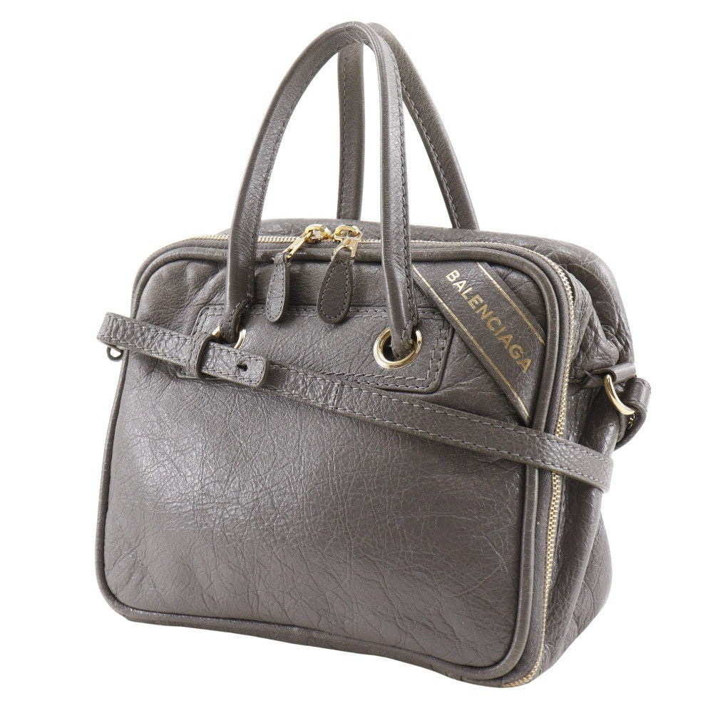 Balenciaga Blanket Square Bag Leather, GRAY, LEATHER, Handbag