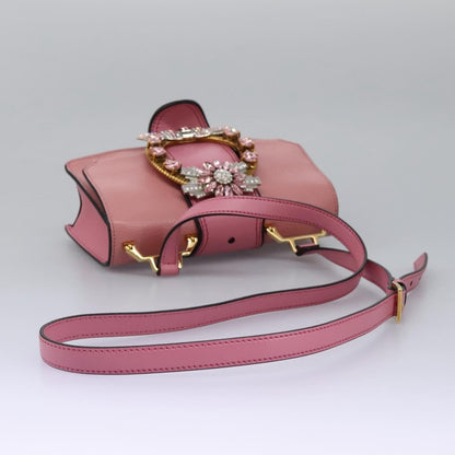 Miu Miu Madras Crystal Buckle Shoulder Bag Leather, PINK, LEATHER, Shoulder bag
