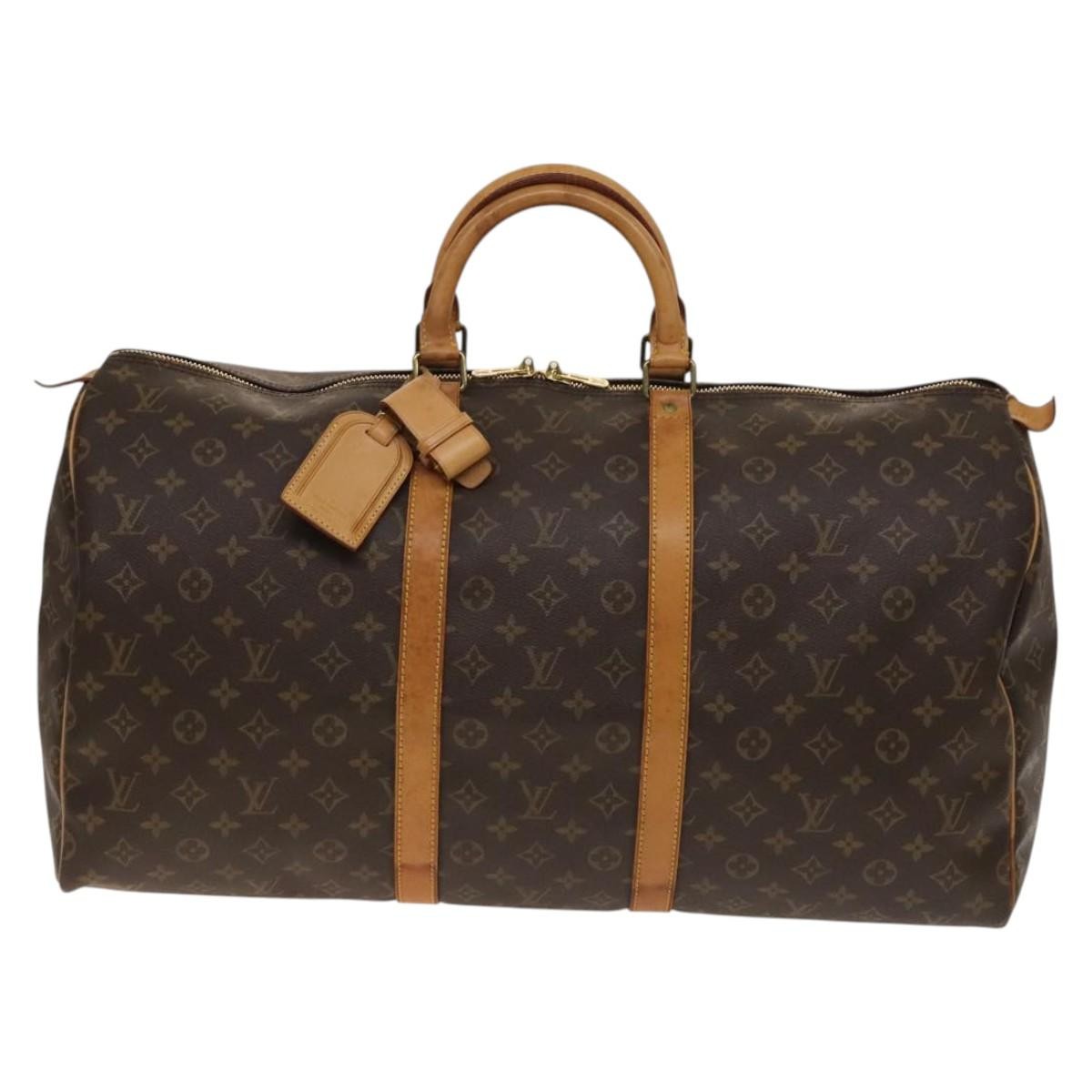 Louis Vuitton Keepall Bag Monogram Canvas, BROWN, CANVAS, Travel bag